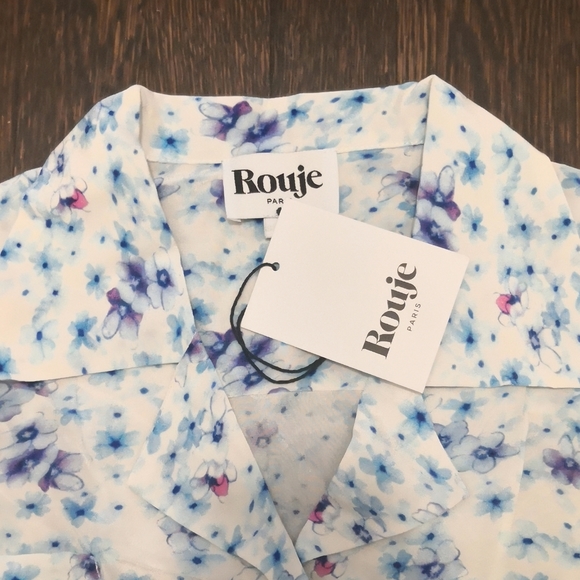 ROUJE Monique Blue Floral Silk Dress - Picture 3 of 5